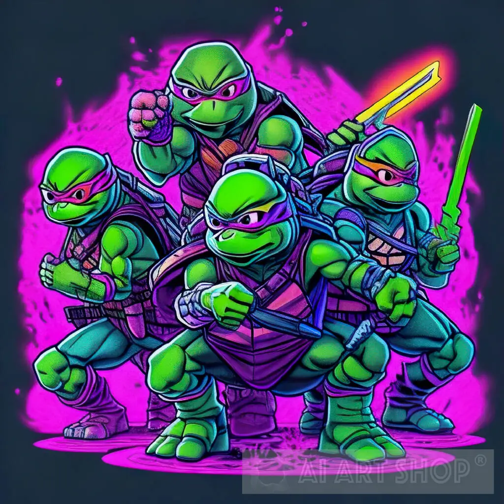 teenage mutant ninja turtles neon illustration abstract ai art 417
